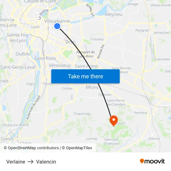 Verlaine to Valencin map