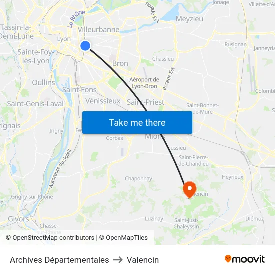 Archives Départementales to Valencin map