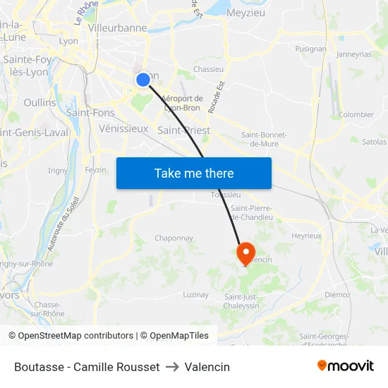 Boutasse - Camille Rousset to Valencin map