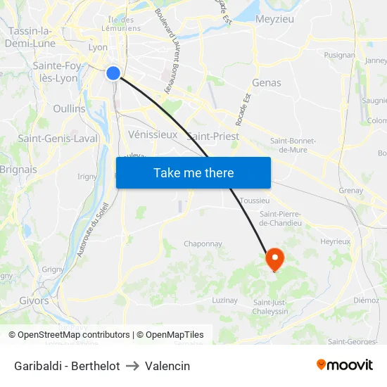 Garibaldi - Berthelot to Valencin map