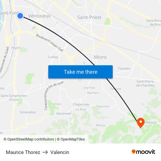 Maurice Thorez to Valencin map