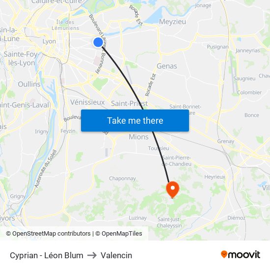 Cyprian - Léon Blum to Valencin map