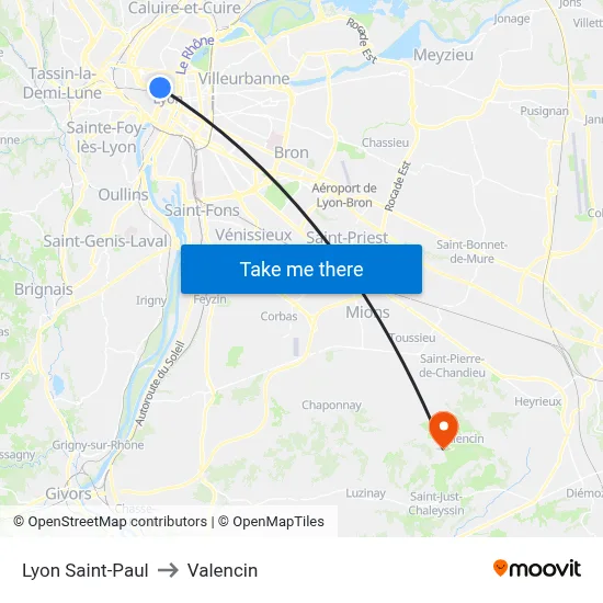 Lyon Saint-Paul to Valencin map