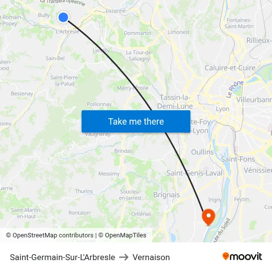 Saint-Germain-Sur-L'Arbresle to Vernaison map