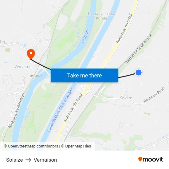 Solaize to Vernaison map