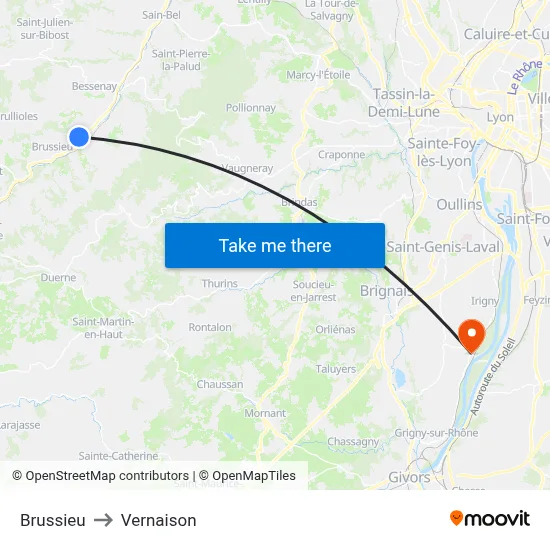 Brussieu to Vernaison map