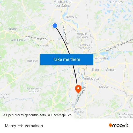 Marcy to Vernaison map
