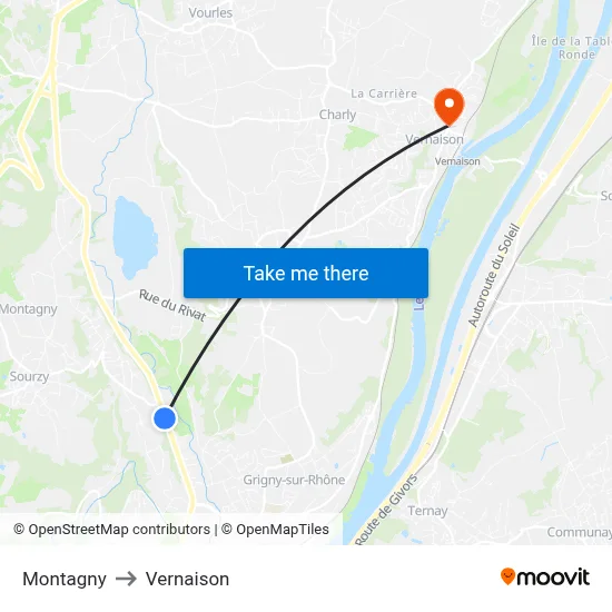 Montagny to Vernaison map