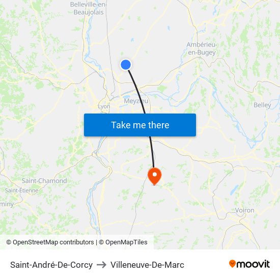 Saint-André-De-Corcy to Villeneuve-De-Marc map