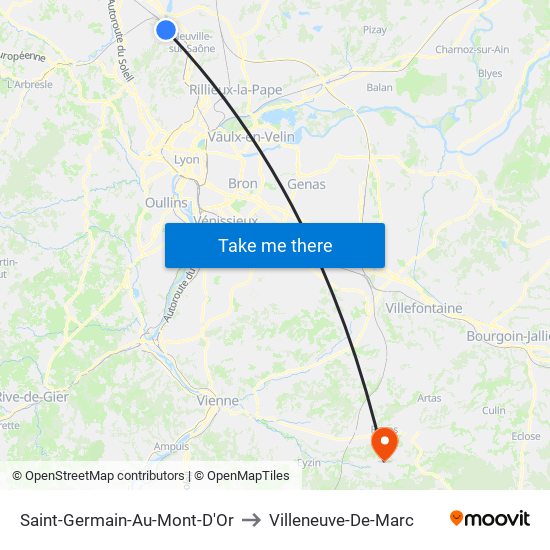 Saint-Germain-Au-Mont-D'Or to Villeneuve-De-Marc map