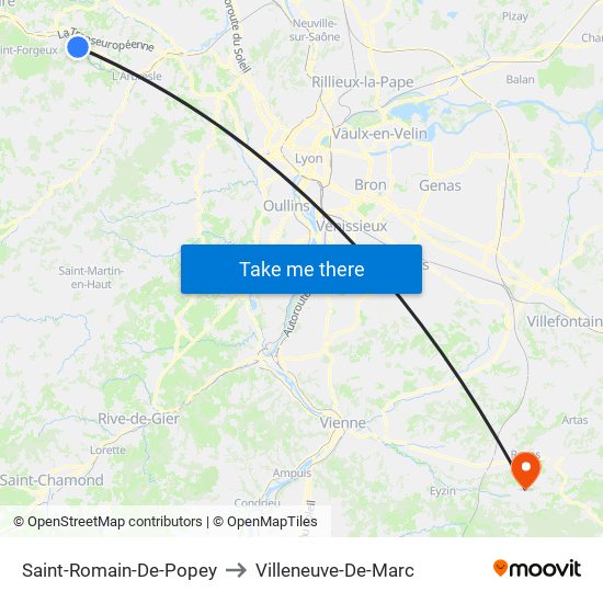 Saint-Romain-De-Popey to Villeneuve-De-Marc map