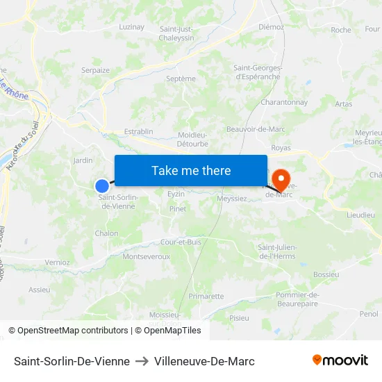 Saint-Sorlin-De-Vienne to Villeneuve-De-Marc map