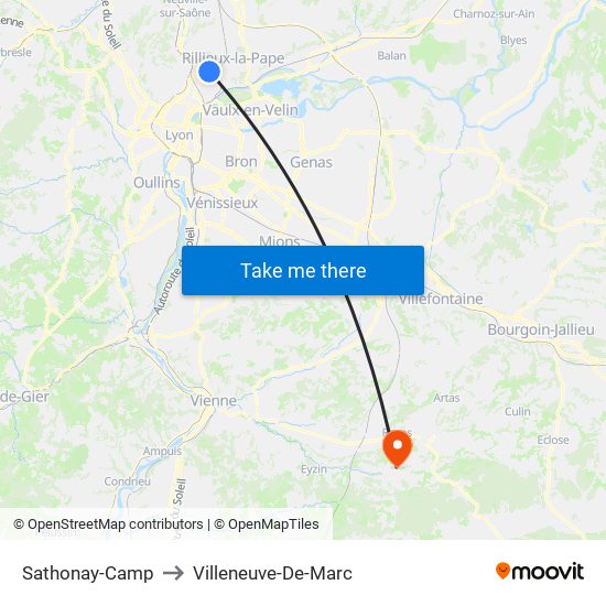 Sathonay-Camp to Villeneuve-De-Marc map