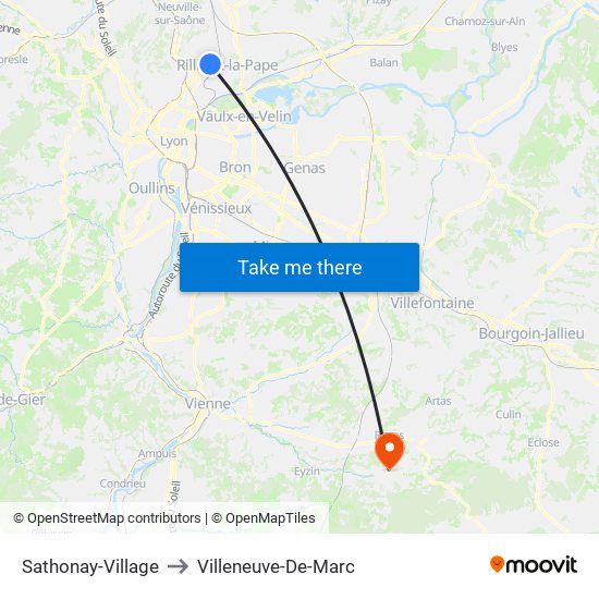 Sathonay-Village to Villeneuve-De-Marc map