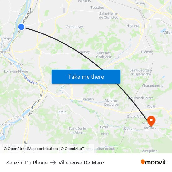 Sérézin-Du-Rhône to Villeneuve-De-Marc map
