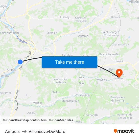 Ampuis to Villeneuve-De-Marc map