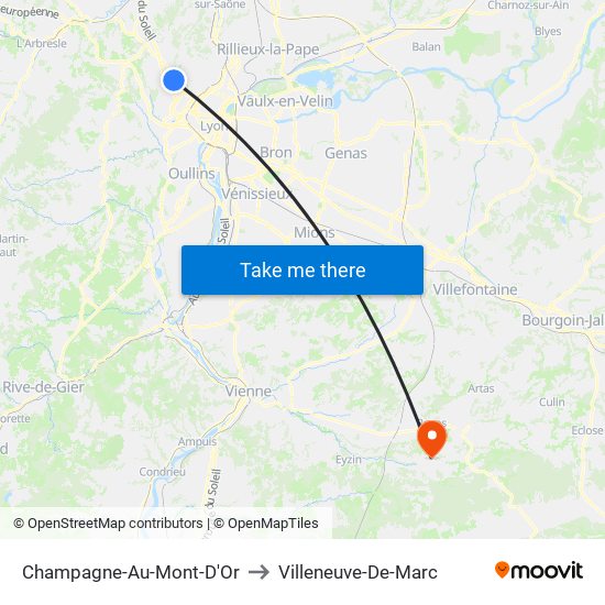 Champagne-Au-Mont-D'Or to Villeneuve-De-Marc map