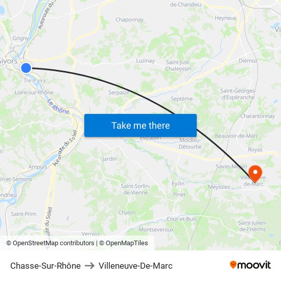 Chasse-Sur-Rhône to Villeneuve-De-Marc map