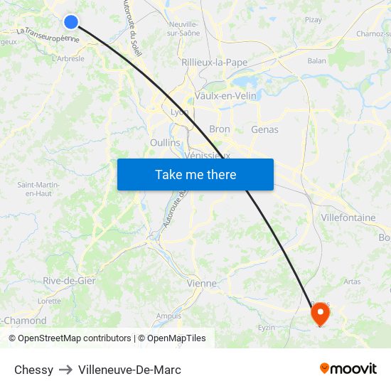 Chessy to Villeneuve-De-Marc map