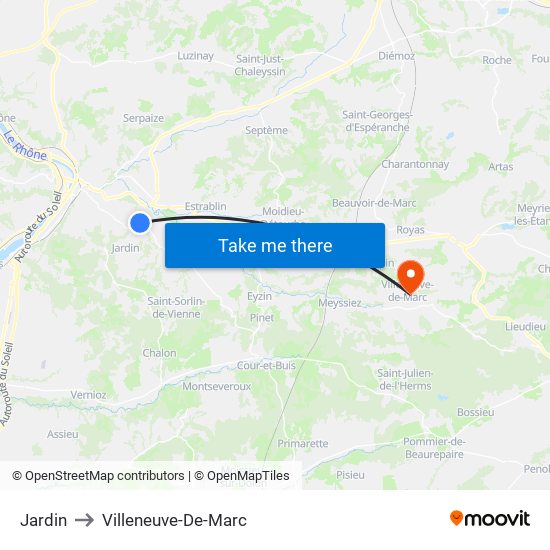 Jardin to Villeneuve-De-Marc map