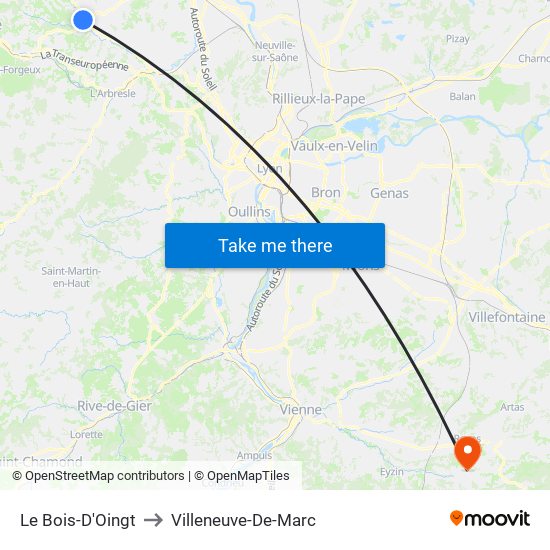 Le Bois-D'Oingt to Villeneuve-De-Marc map