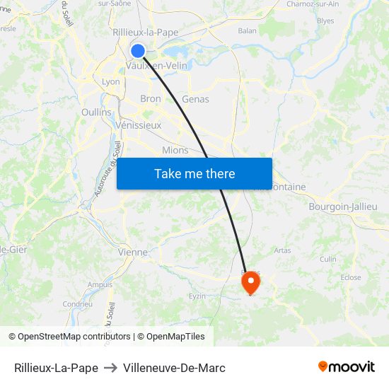 Rillieux-La-Pape to Villeneuve-De-Marc map