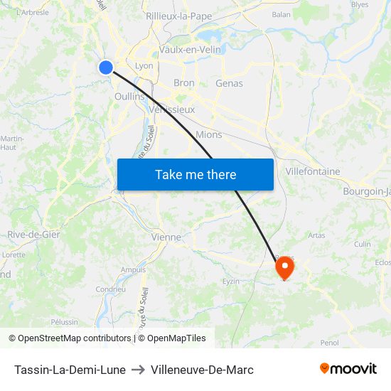 Tassin-La-Demi-Lune to Villeneuve-De-Marc map