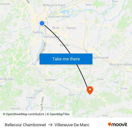 Bellecour Chambonnet to Villeneuve-De-Marc map