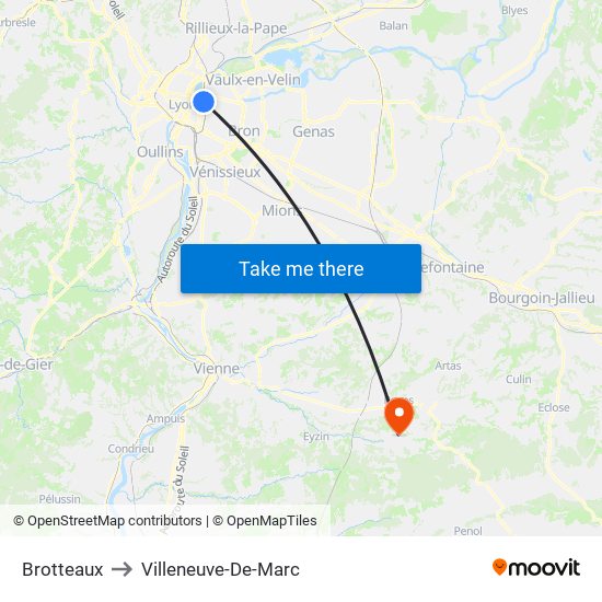 Brotteaux to Villeneuve-De-Marc map