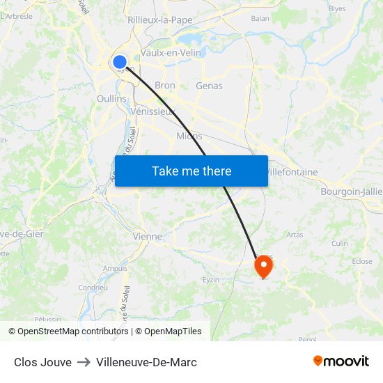 Clos Jouve to Villeneuve-De-Marc map