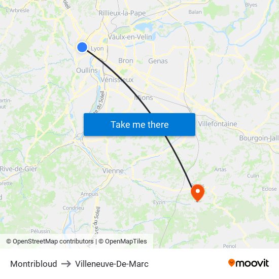 Montribloud to Villeneuve-De-Marc map