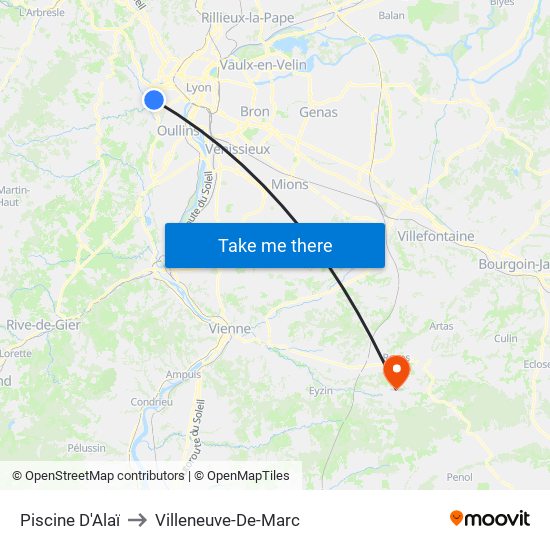 Aquavert to Villeneuve-De-Marc map