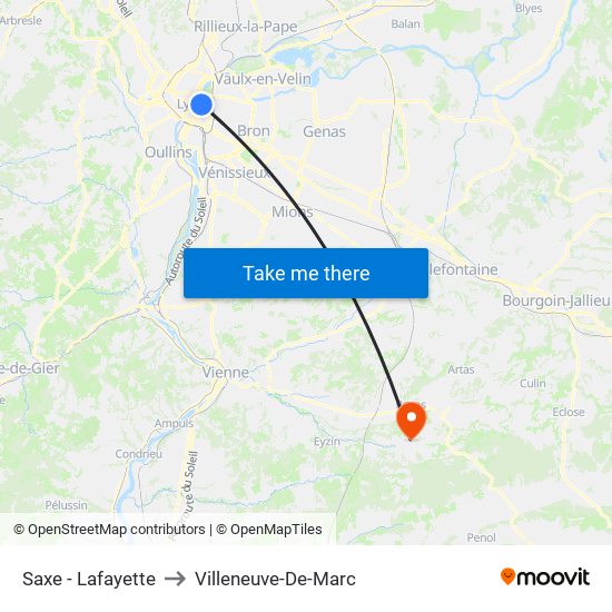 Saxe - Lafayette to Villeneuve-De-Marc map