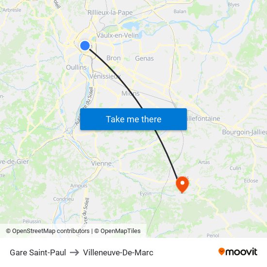 Gare Saint-Paul to Villeneuve-De-Marc map