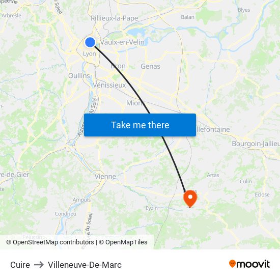 Cuire to Villeneuve-De-Marc map