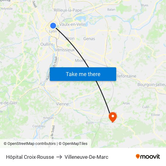 Hôpital Croix-Rousse to Villeneuve-De-Marc map