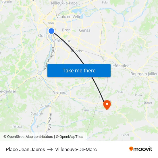 Place Jean Jaurès to Villeneuve-De-Marc map