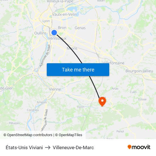 États-Unis Viviani to Villeneuve-De-Marc map