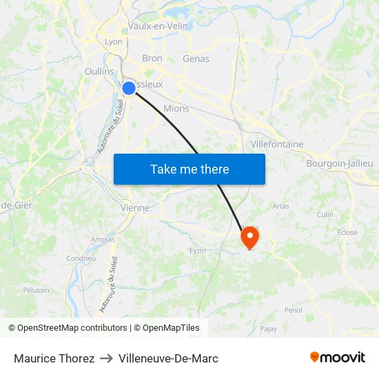 Maurice Thorez to Villeneuve-De-Marc map