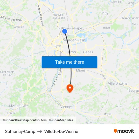 Sathonay-Camp to Villette-De-Vienne map