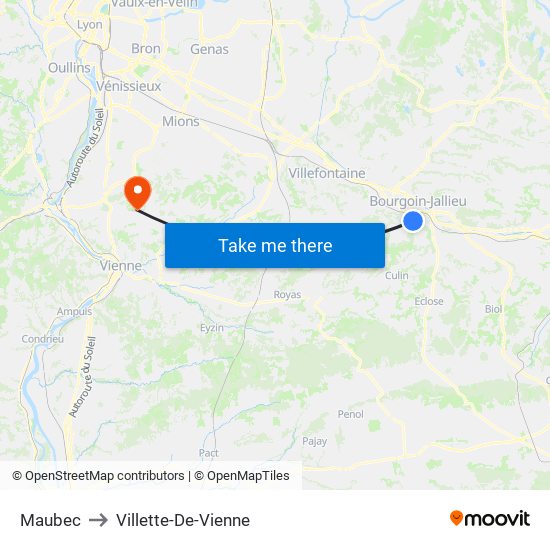 Maubec to Villette-De-Vienne map