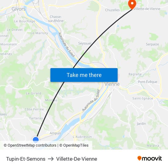 Tupin-Et-Semons to Villette-De-Vienne map