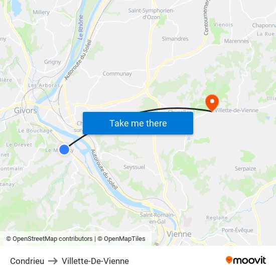Condrieu to Villette-De-Vienne map