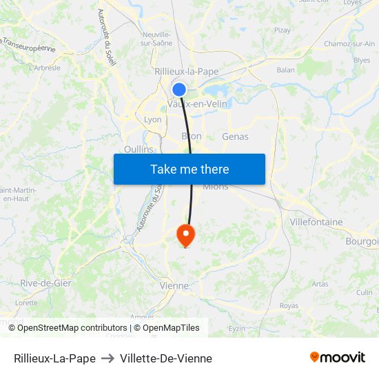 Rillieux-La-Pape to Villette-De-Vienne map
