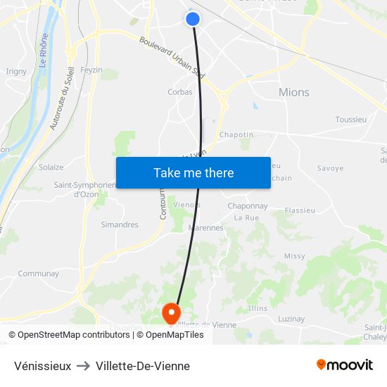 Vénissieux to Villette-De-Vienne map