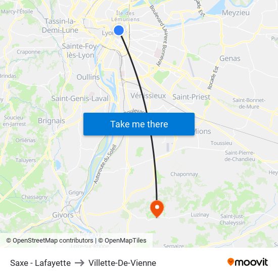 Saxe - Lafayette to Villette-De-Vienne map