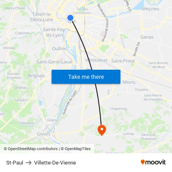 St-Paul to Villette-De-Vienne map