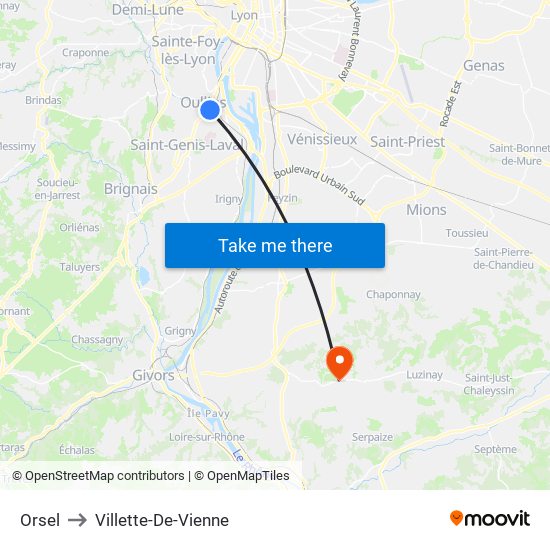 Orsel to Villette-De-Vienne map
