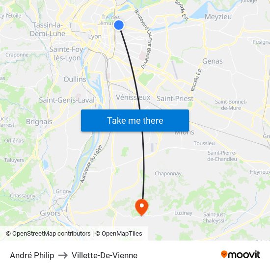 André Philip to Villette-De-Vienne map