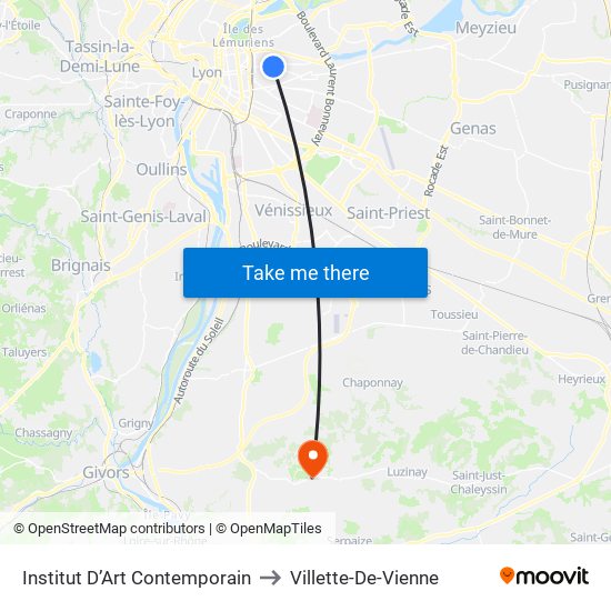 Institut D’Art Contemporain to Villette-De-Vienne map